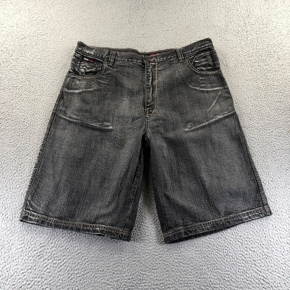 Vintage Focus Shorts Mens 40 Black Baggy Faded Jorts Skater Y2K Denim Wide Leg